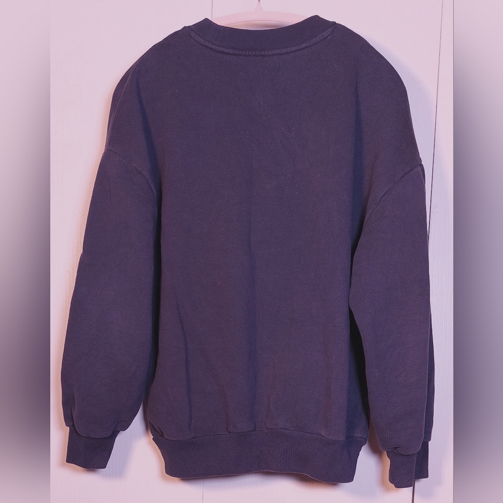 Oak + Fort Navy Varsity Graphic Sweatshirt Pullover Size Small Casual Sport Club - Picture 10 of 11